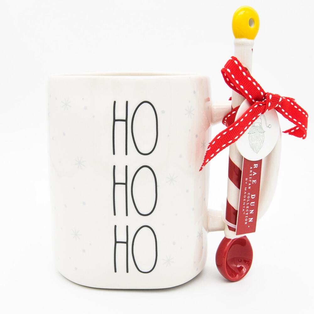 Rae Dunn Christmas Mug, North Pole Santa Mug with Spoon, 16oz Ceramic Coffee Cup